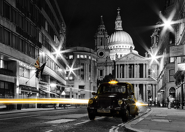 St pauls with Black Cab Picture Board by Ian Hufton
