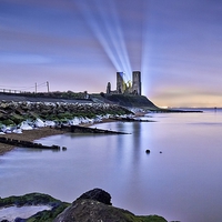 Buy canvas prints of Reculver Towers at Night. by Ian Hufton