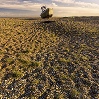 Buy canvas prints of lone boat on Dungeness beach by Ian Hufton