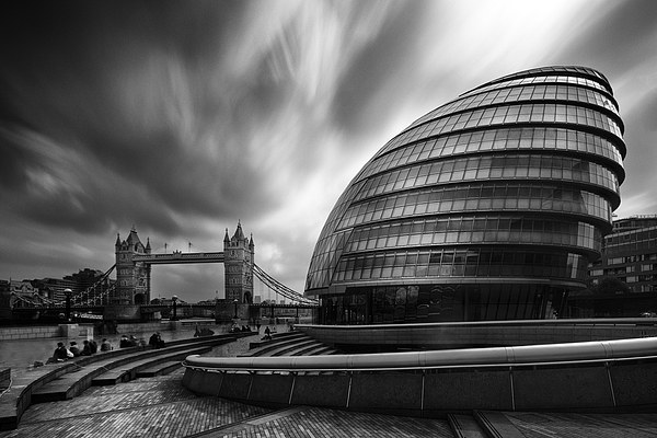  London City Hall and Tower bridge.  Picture Board by Ian Hufton