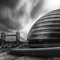 Buy canvas prints of  London City Hall and Tower bridge.  by Ian Hufton