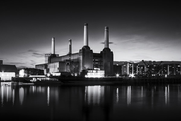  Battersea Power Station in monochrome Picture Board by Ian Hufton