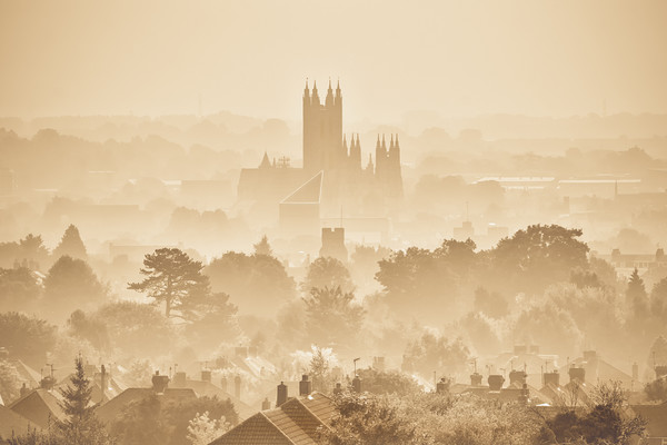 Canterbury Through The Mist Picture Board by Ian Hufton