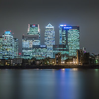 Buy canvas prints of Docklands London Skyline at night by Ian Hufton