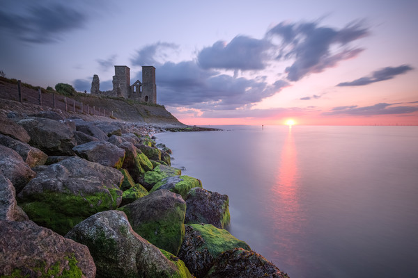 Reculver Towers Sunset Picture Board by Ian Hufton