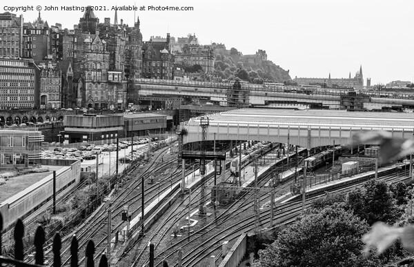 Edinburgh Castle and Railway Tracks Picture Board by John Hastings