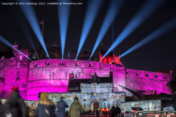 Illuminating Edinburgh Castle Picture Board by John Hastings