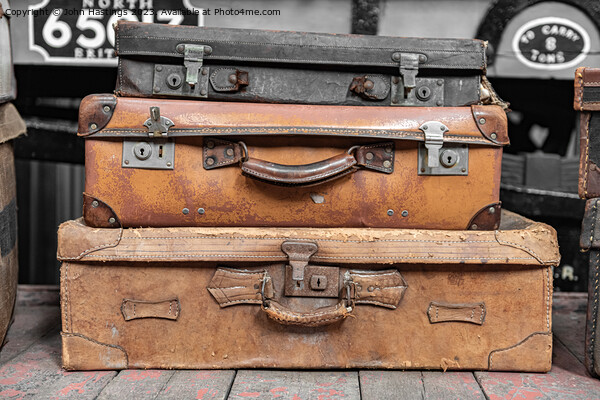Vintage Suitcases Stacked High Picture Board by John Hastings