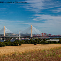 Buy canvas prints of Iconic Forth Bridges' Aerial Panorama by John Hastings