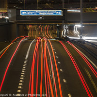 Buy canvas prints of Traffic Trails M8 Glasgow by John Hastings