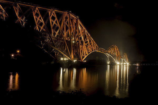 Forth Rail Bridge at Night Picture Board by John Hastings