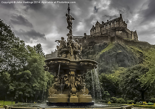 Edinburgh Castle and Ross Fountain Picture Board by John Hastings