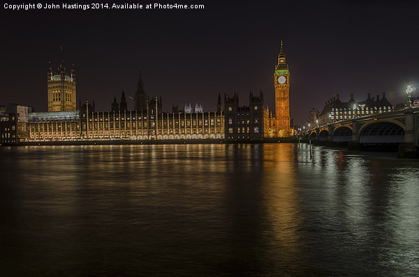 Nighttime Splendor of the Houses of Parliament Picture Board by John Hastings