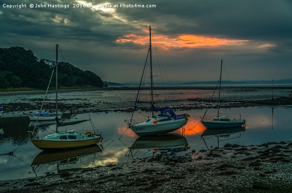 Cramond Harbour Sunset Picture Board by John Hastings
