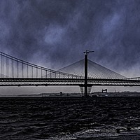 Buy canvas prints of The Forth Road Bridge and The Queensferry Crossing by John Hastings