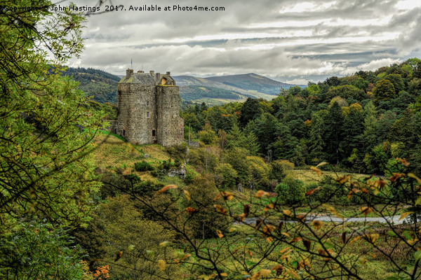 Neidpath Castle: A Picturesque Scottish Landscape Picture Board by John Hastings