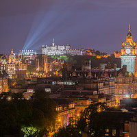 Buy canvas prints of Illuminated Edinburgh Castle at Night by John Hastings