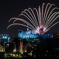 Buy canvas prints of Edinburgh Castle Fireworks Display by John Hastings