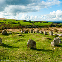 Buy canvas prints of Nine Maidens Stone Circle by Helen Northcott