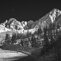 Buy canvas prints of Moonlit snowboarder by Nick Hirst