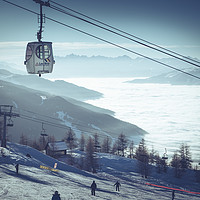 Buy canvas prints of Les Arcs cable car by Nick Hirst
