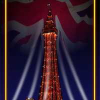 Buy canvas prints of Blackpool Tower Neon Yellow by Gary Barratt