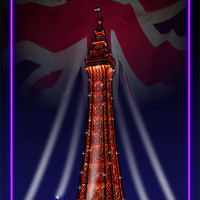 Buy canvas prints of Blackpool Tower Neon Grape by Gary Barratt