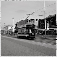 Buy canvas prints of Bolton 66 Tram Monochrome. by Gary Barratt