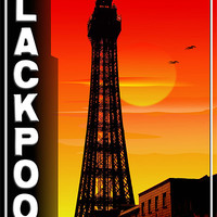 Buy canvas prints of Blackpool Tower Sunset Poster by Gary Barratt
