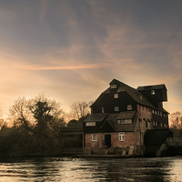 Buy canvas prints of Houghton Mill at Sunset by Adam Payne