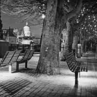 Buy canvas prints of Illuminated River Thames Pathway by Adam Payne