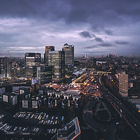 Buy canvas prints of Canary Wharf at dawn by Adam Payne