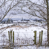 Buy canvas prints of  A snowy view to Wardle by Fine art by Rina