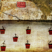 Buy canvas prints of  Fire buckets, Gibraltar by Fine art by Rina