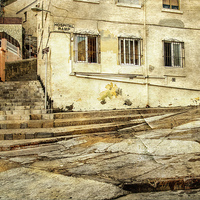 Buy canvas prints of  Hospital Ramp / Castle Steps, Gibraltar by Fine art by Rina