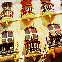 Buy canvas prints of Pretty balconies in Gibraltar. by Fine art by Rina