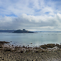 Buy canvas prints of Drake's Island from Firestone Bay, Plymouth. by Maggie McCall