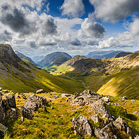 Buy canvas prints of Cumbrian Mountains, from Windy Gap, Great Gable by Maggie McCall
