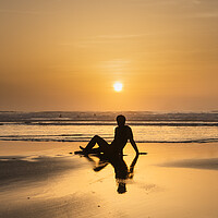 Buy canvas prints of Widemouth Surfer, Cornwall by Maggie McCall