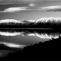 Buy canvas prints of Lake McGregor, NZ Monochrome by Maggie McCall