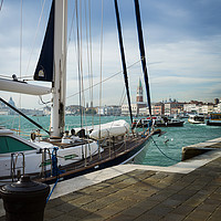 Buy canvas prints of Yacht moored on the Grand Canal by Maggie McCall