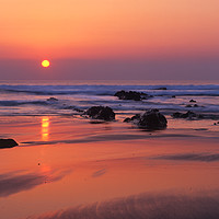 Buy canvas prints of Sunset over Widemouth Bay by Maggie McCall