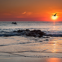 Buy canvas prints of Canoes at Crackington Haven at sunset Cornwall by Maggie McCall