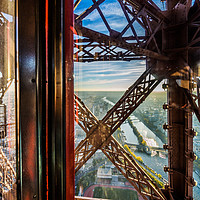Buy canvas prints of Descending In The Lift Of The Eiffel Tower, Paris, by Maggie McCall