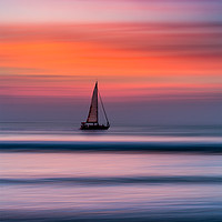 Buy canvas prints of Yacht Sailing At Sunset by Maggie McCall