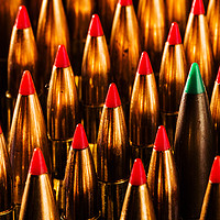 Buy canvas prints of Abstract Pattern of Standing Rifle Bullets by Maggie McCall