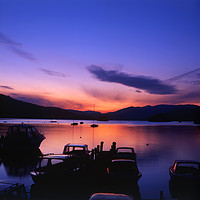 Buy canvas prints of Boat Jetty  at sunset on  Windermere, Cumbria, UK by Maggie McCall