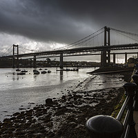 Buy canvas prints of The Tamar Bridge over the Estuary at low tide. by Maggie McCall