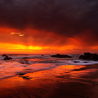 Buy canvas prints of  Sunset at Widemouth Bay, Cornwall.  by Maggie McCall