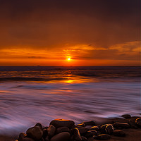 Buy canvas prints of Sunset at Widemouth Bay, Cornwall.  by Maggie McCall
